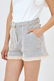 SHORT ESTILO SASTRE FLECOS - AZUL