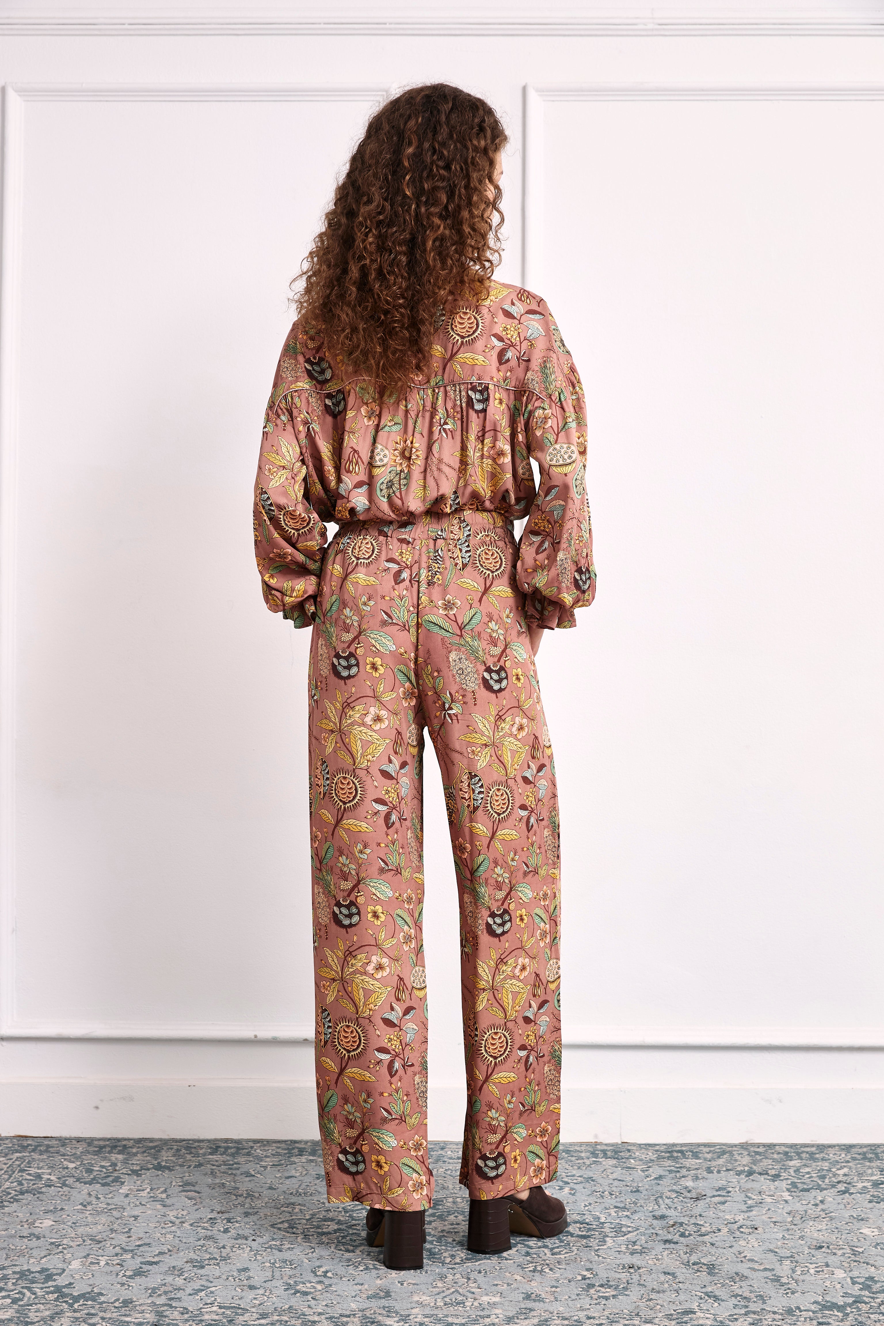 MULTI-COLORED FLORAL PRINT BLOUSE - PINK