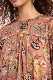 MULTI-COLORED FLORAL PRINT BLOUSE - PINK