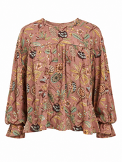 MULTI-COLORED FLORAL PRINT BLOUSE - PINK