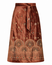 JEWEL VELVET SKIRT WITH TIE - BRONZE