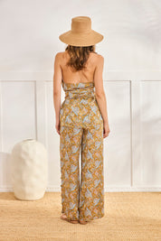 PAISLEY CROSS PRINT TOP - KHAKI