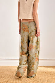 PANTALÓN FLORAL FRANJAS PASAMANERÍA - AZUL