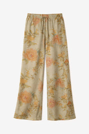 Floral Striped Trousers with Trim - Blue