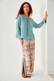 BLUSA CORSARIA BORDADOS - BLUE