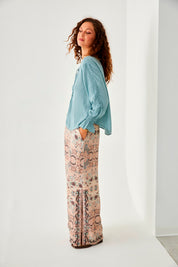 BLUSA CORSARIA BORDADOS - BLUE