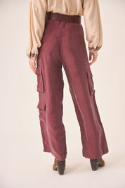 PANTALÓN ANCHO CARGO - BURGUNDY