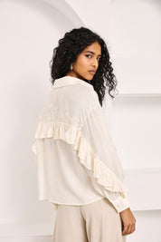 BLUSA VOLANTES ESPALDA BORDADA - IVORY