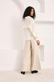 BLUSA VOLANTES ESPALDA BORDADA - IVORY