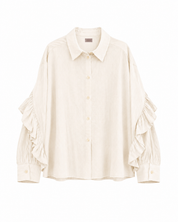 BLUSA VOLANTES ESPALDA BORDADA - IVORY