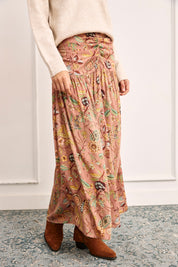 MULTICOLOR FLORAL PRINT SKIRT - PINK
