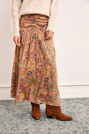 MULTICOLOR FLORAL PRINT SKIRT - PINK