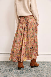MULTICOLOR FLORAL PRINT SKIRT - PINK