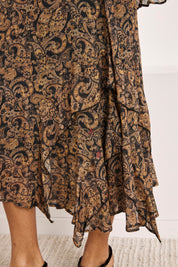 FALDA ASIMÉTRICA PAISLEY VOLANTES - BRONCE