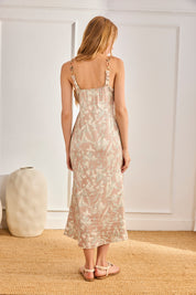 VESTIDO FLORES TIRANTES JOYA - ROSA