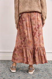 FALDA FLORAL VOLANTE - ROSA
