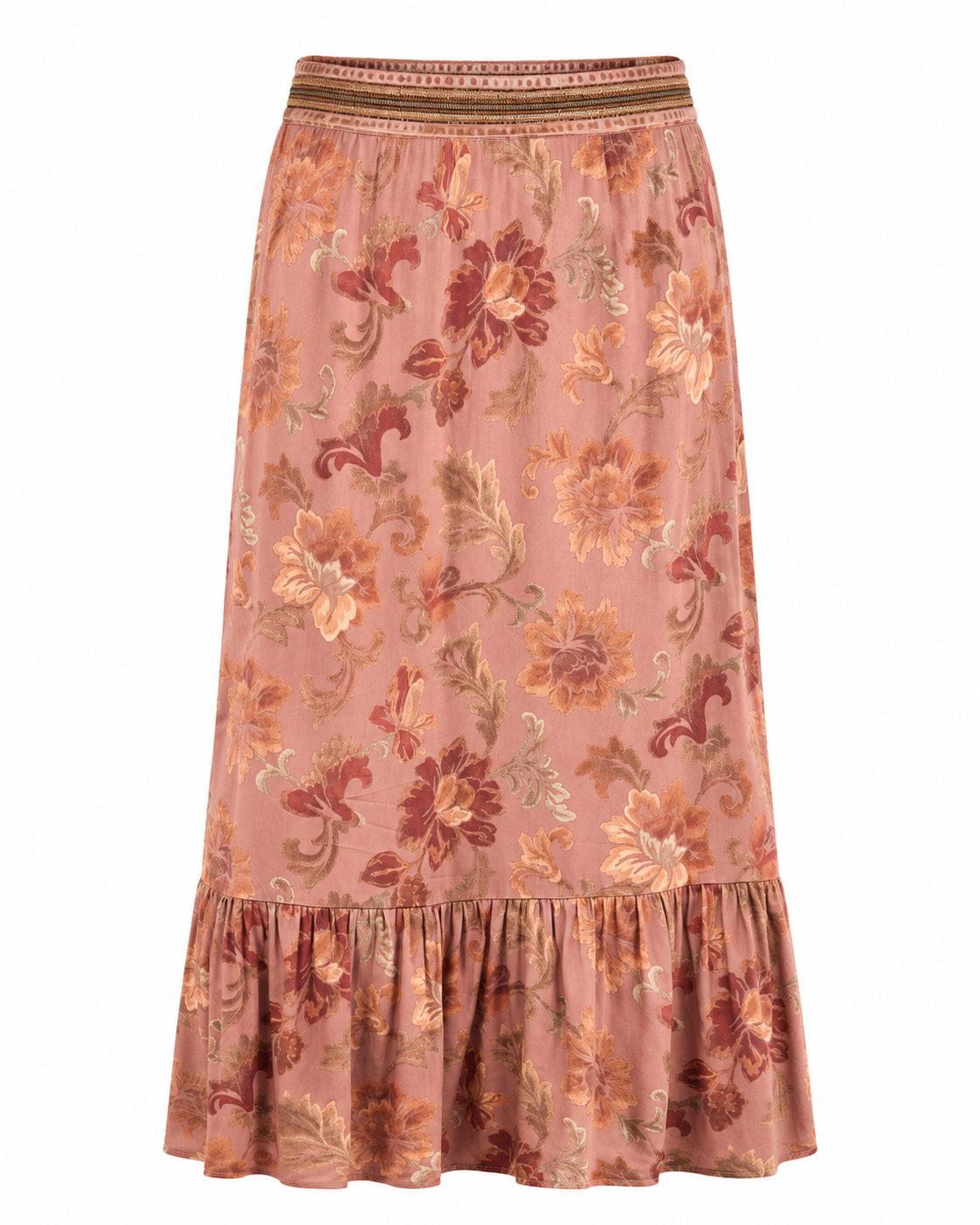 FALDA FLORAL VOLANTE - ROSA