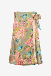 FALDA MIDI PAREO ESTAMPADA - VERDE