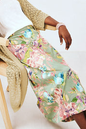 FALDA MIDI PAREO ESTAMPADA - VERDE