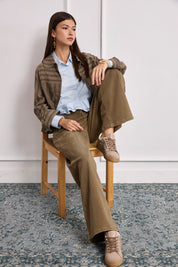 CHAQUETA RAYAS BORDADOS - CAQUI