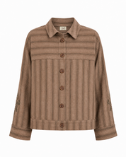 CHAQUETA RAYAS BORDADOS - CAQUI