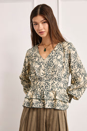BLUSA ESTAMPADO BOTÁNICO - VERDE