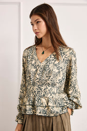 BLUSA ESTAMPADO BOTÁNICO - VERDE
