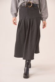 FALDA JACQUARD PLISADA - BLACK
