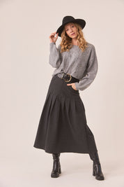 FALDA JACQUARD PLISADA - BLACK