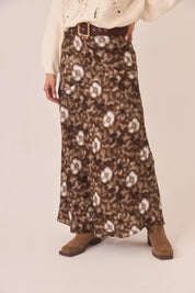 FALDA FLORES TIE DYE - CHOCOLATE