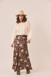 FALDA FLORES TIE DYE - CHOCOLATE