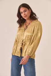 BLUSA JACQUARD CINTURA AJUSTABLE - GOLDEN