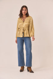 BLUSA JACQUARD CINTURA AJUSTABLE - GOLDEN