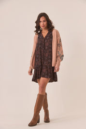 VESTIDO CAMISERO VOLANTE - CHOCOLATE