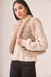 CHALECO TWEED FANTASÍA PELO - IVORY
