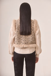 CHALECO TWEED FANTASÍA PELO - IVORY