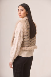 CHALECO TWEED FANTASÍA PELO - IVORY
