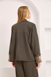 CHAQUETA JACQUARD PUÑOS TERCIOPELO - NEGRO