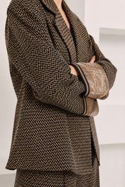 CHAQUETA JACQUARD PUÑOS TERCIOPELO - NEGRO