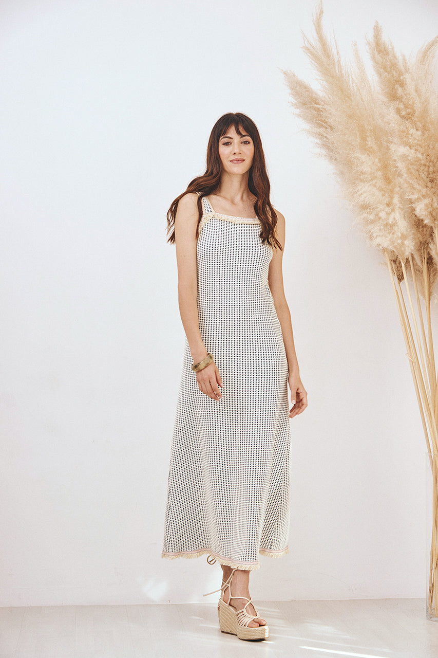VESTIDO LARGO TIRANTES CON CUT OUTS - AZUL
