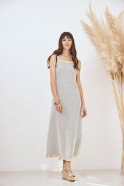 VESTIDO LARGO TIRANTES CON CUT OUTS - AZUL