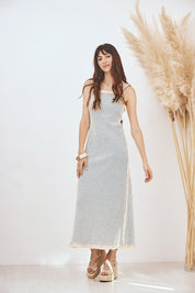 VESTIDO LARGO TIRANTES CON CUT OUTS - AZUL