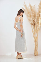 VESTIDO LARGO TIRANTES CON CUT OUTS - AZUL