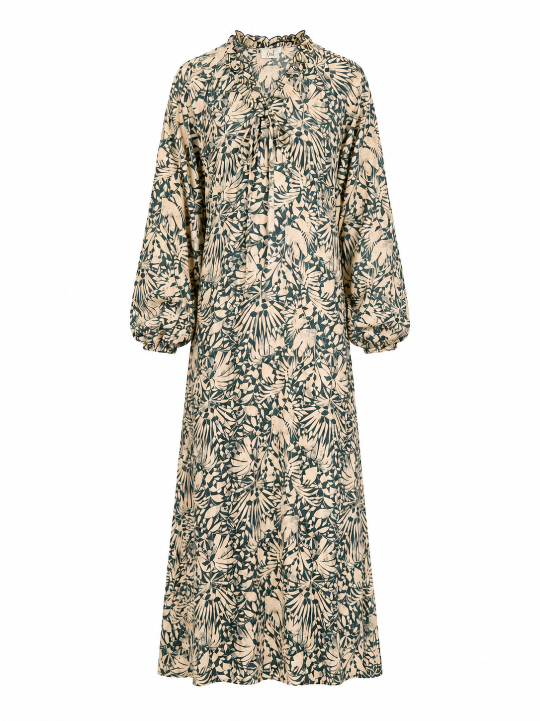 VESTIDO LARGO ESTAMPADO BOTÁNICO - VERDE