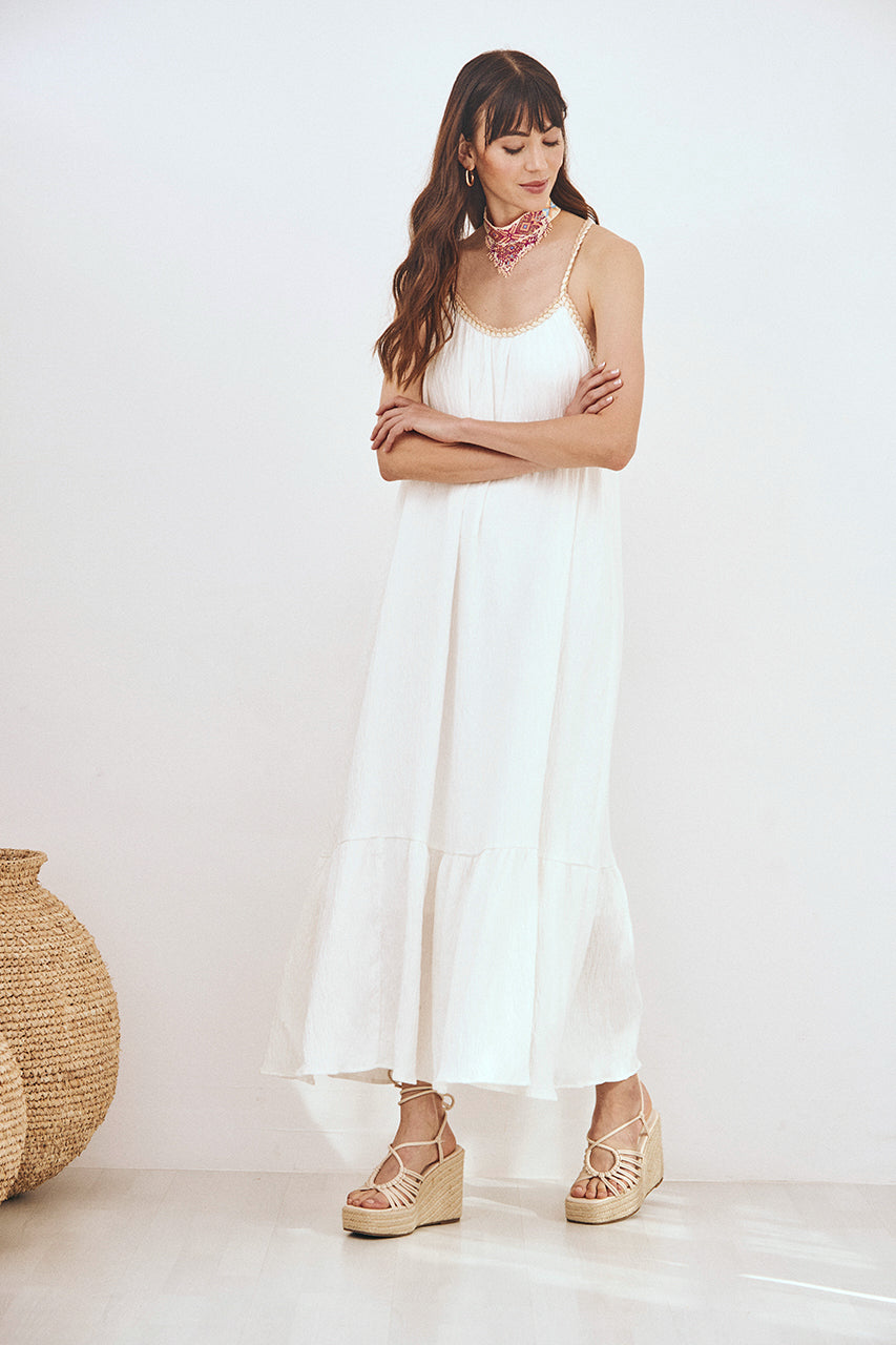 VESTIDO LARGO TIRANTES - BLANCO