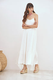 VESTIDO LARGO TIRANTES - BLANCO