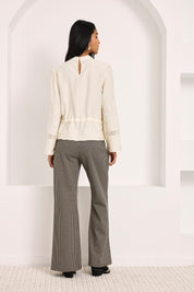 EMBROIDERED AND GUIPURE LACE BLOUSE - IVORY - ECRU