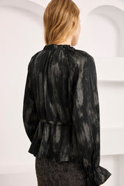 STUDDED FITTED BLOUSE - BLACK - BLACK