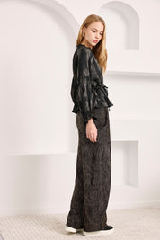 STUDDED FITTED BLOUSE - BLACK - BLACK