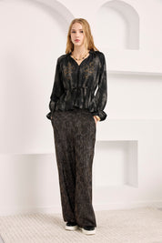 STUDDED FITTED BLOUSE - BLACK - BLACK